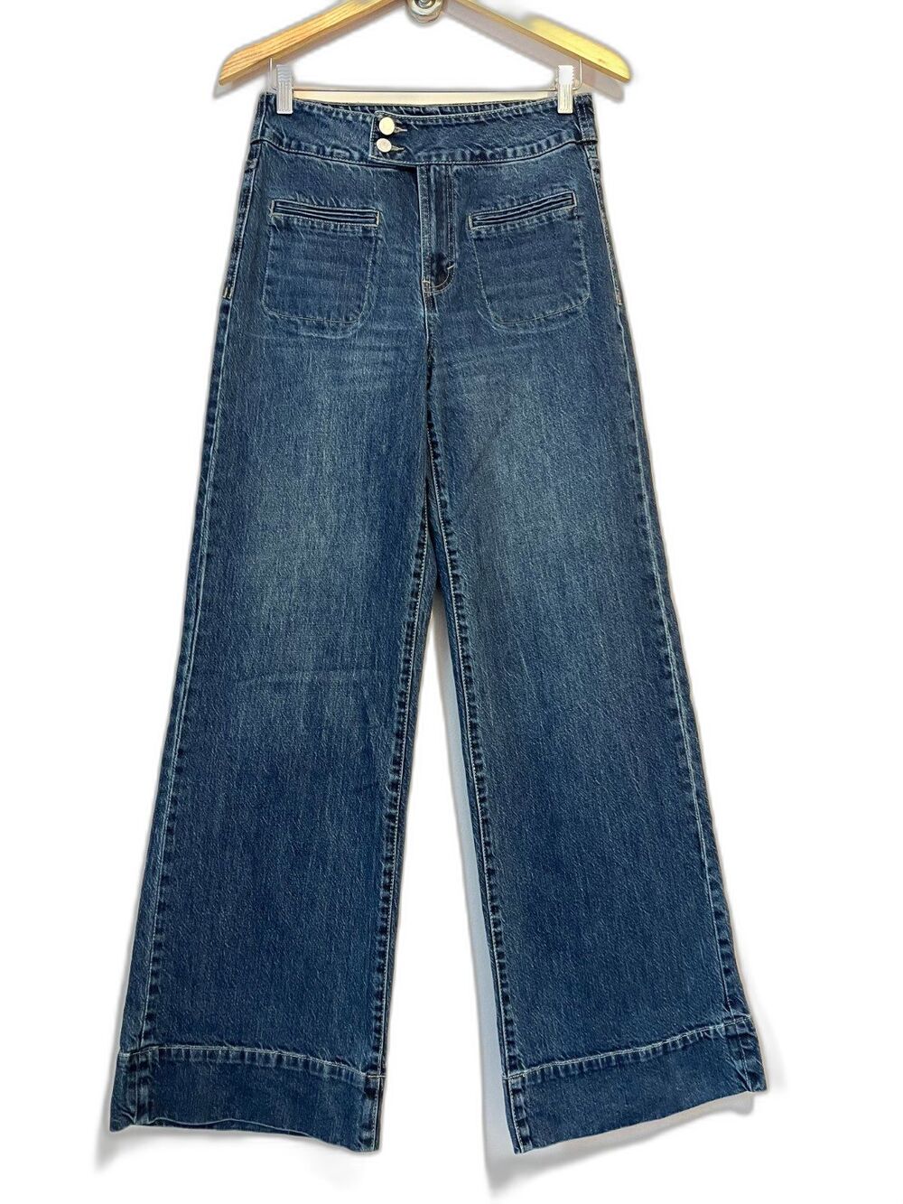 Anthropologie Habitual High Rise Wide Leg Trouser Jean Dark Wash Denim 28 NWOT